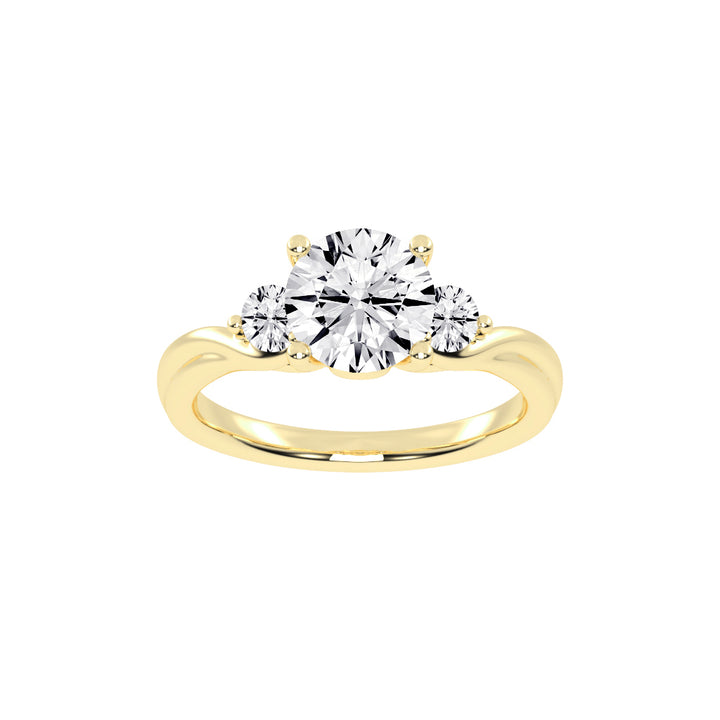 Treviana Four Prong Round Cut Three Stone Lab Diamond Ring