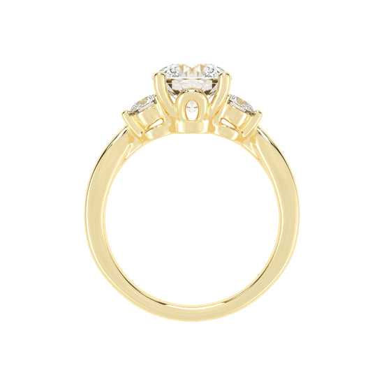 Treviana Four Prong Round Cut Three Stone Lab Diamond Ring