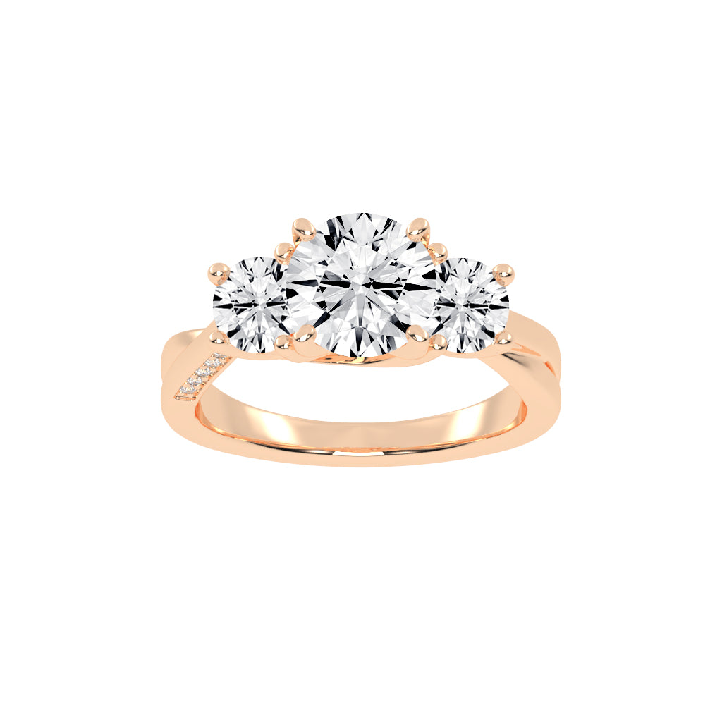 Triariel Round Cut Three Stone Lab Diamond Ring