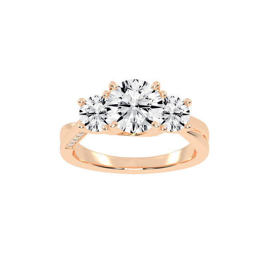 Triariel Round Cut Three Stone Lab Diamond Ring