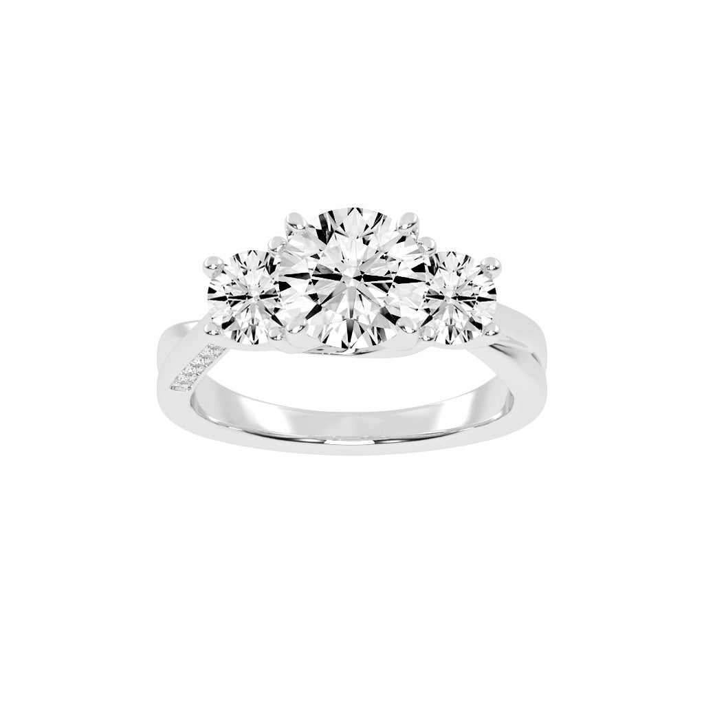 Triariel Round Cut Three Stone Lab Diamond Ring
