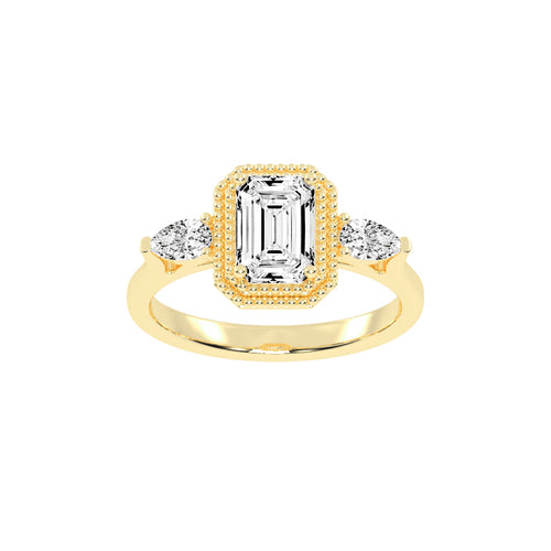 Halionne Four Prong Emerald Cut Halo Lab Diamond Ring