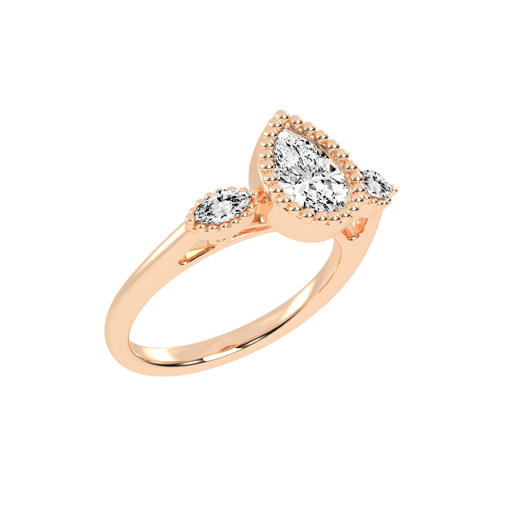 Halicara Pear Cut Halo Lab Diamond Ring