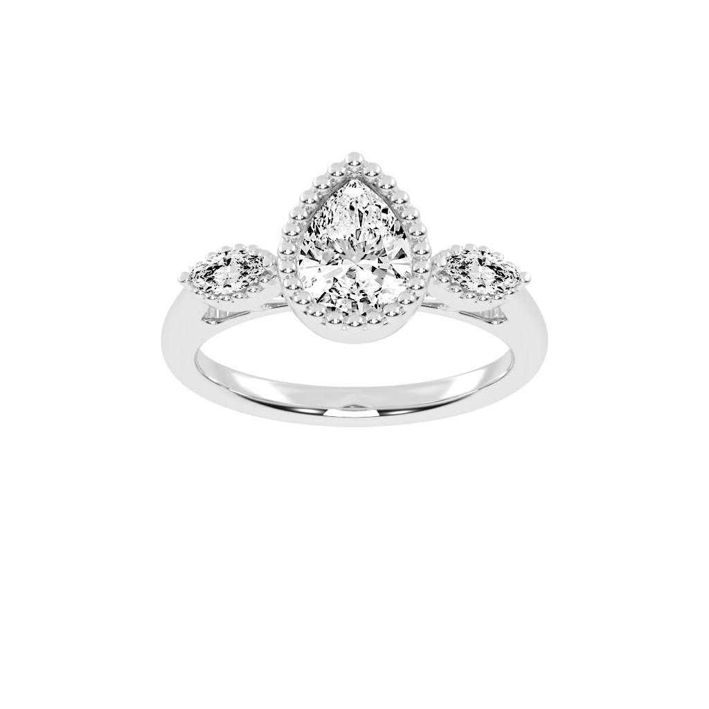 Halicara Pear Cut Halo Lab Diamond Ring