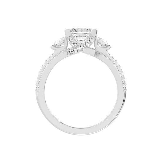 Diamalor Split Shank Princess Cut Side Stone Lab Diamond Ring