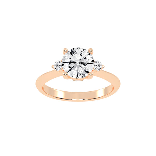 Solendria Two Head Round Cut Lab Diamond Ring