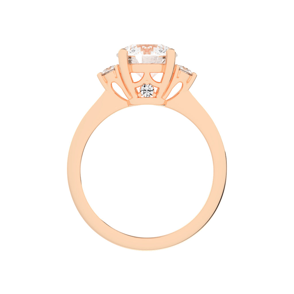 Solendria Two Head Round Cut Lab Diamond Ring