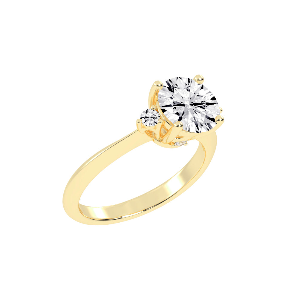 Solendria Two Head Round Cut Lab Diamond Ring