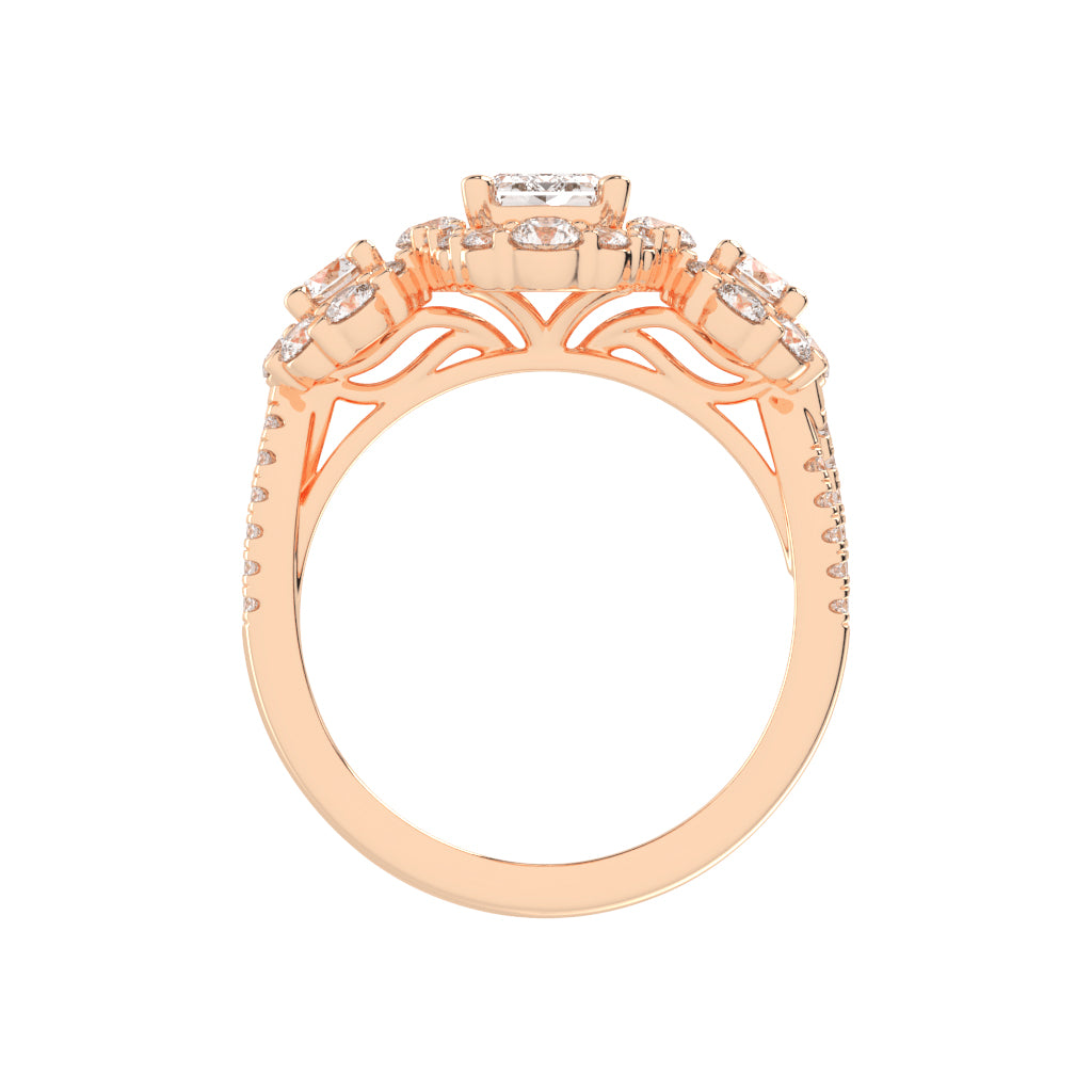 Halioneva Emerald Cut Halo Lab Diamond Ring