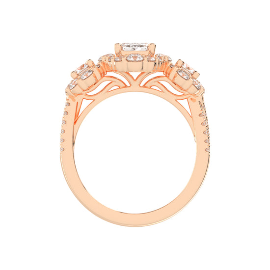 Halioneva Emerald Cut Halo Lab Diamond Ring