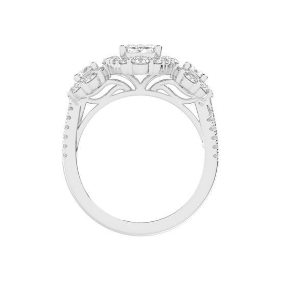 Halioneva Emerald Cut Halo Lab Diamond Ring