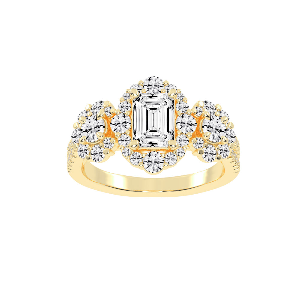 Halioneva Emerald Cut Halo Lab Diamond Ring