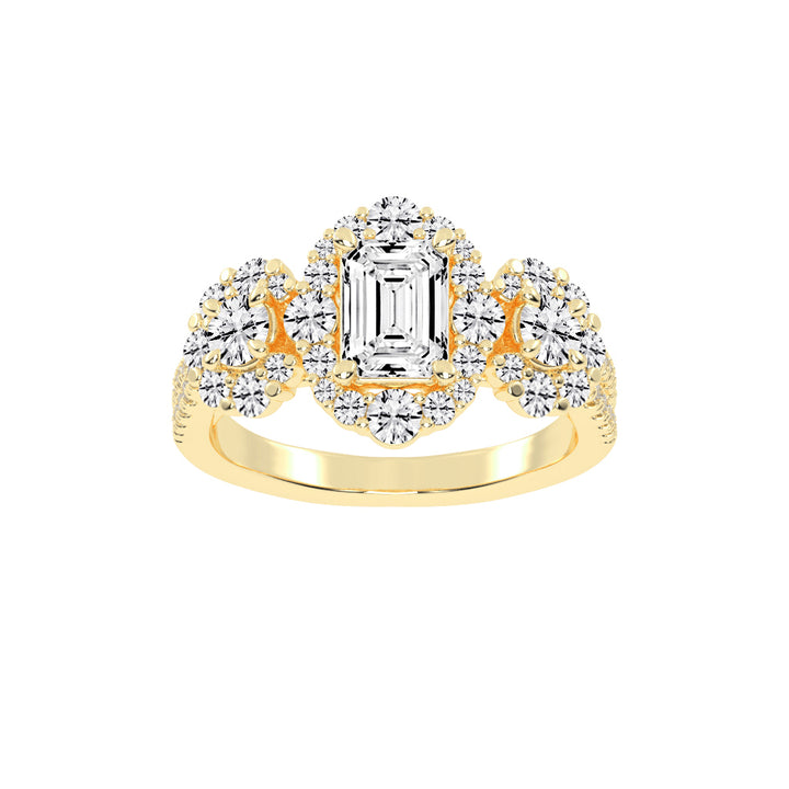 Halioneva Emerald Cut Halo Lab Diamond Ring