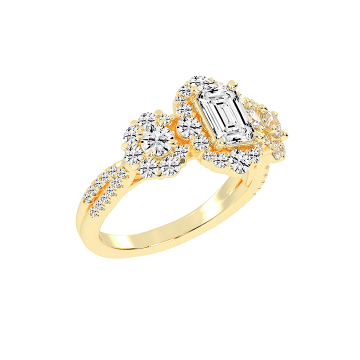 Halioneva Emerald Cut Halo Lab Diamond Ring
