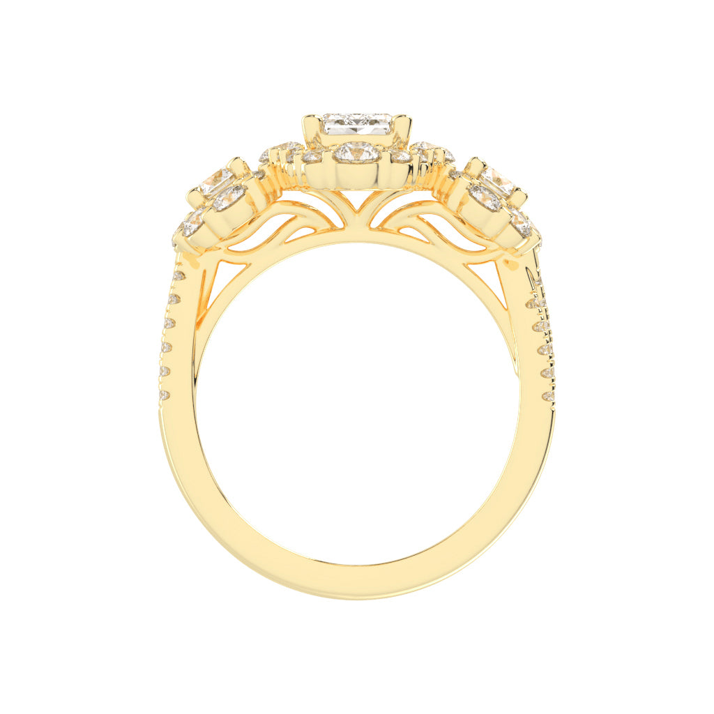 Halioneva Emerald Cut Halo Lab Diamond Ring
