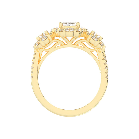 Halioneva Emerald Cut Halo Lab Diamond Ring