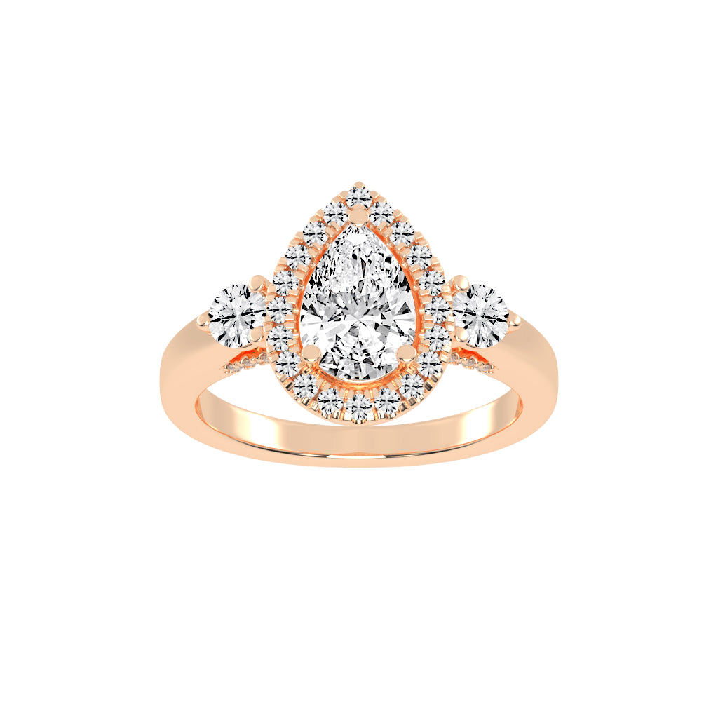 Halviera Pear Cut Halo Lab Diamond Ring