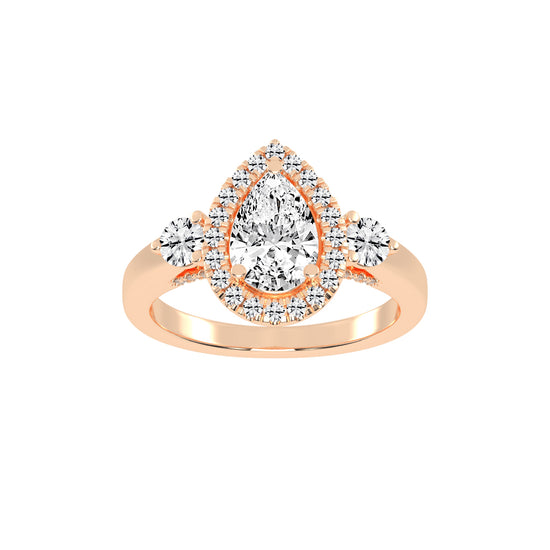 Halviera Pear Cut Halo Lab Diamond Ring