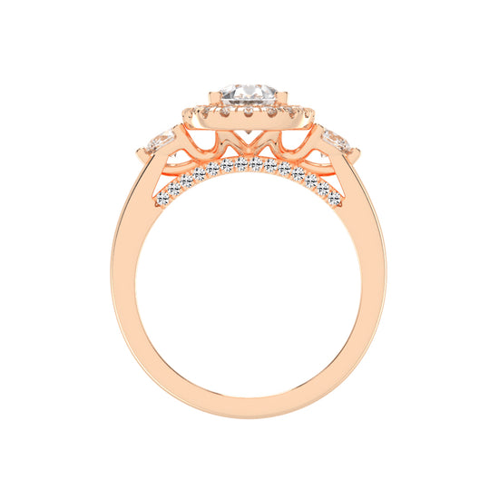 Halviera Pear Cut Halo Lab Diamond Ring