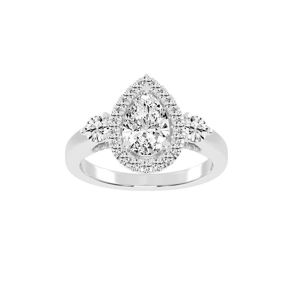 Halviera Pear Cut Halo Lab Diamond Ring