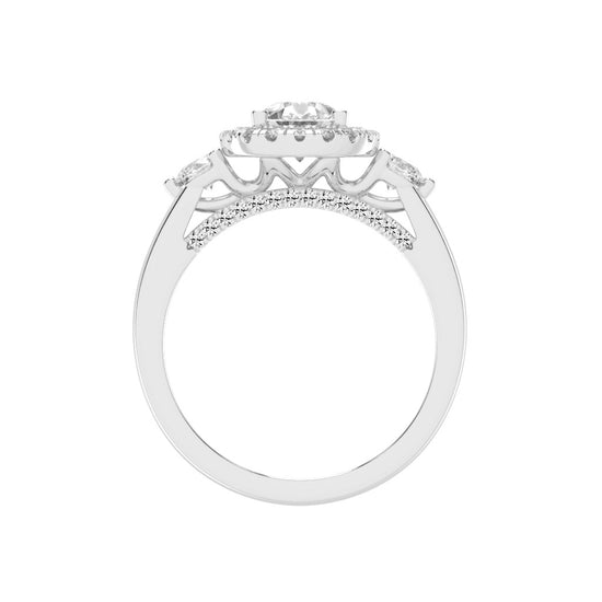Halviera Pear Cut Halo Lab Diamond Ring