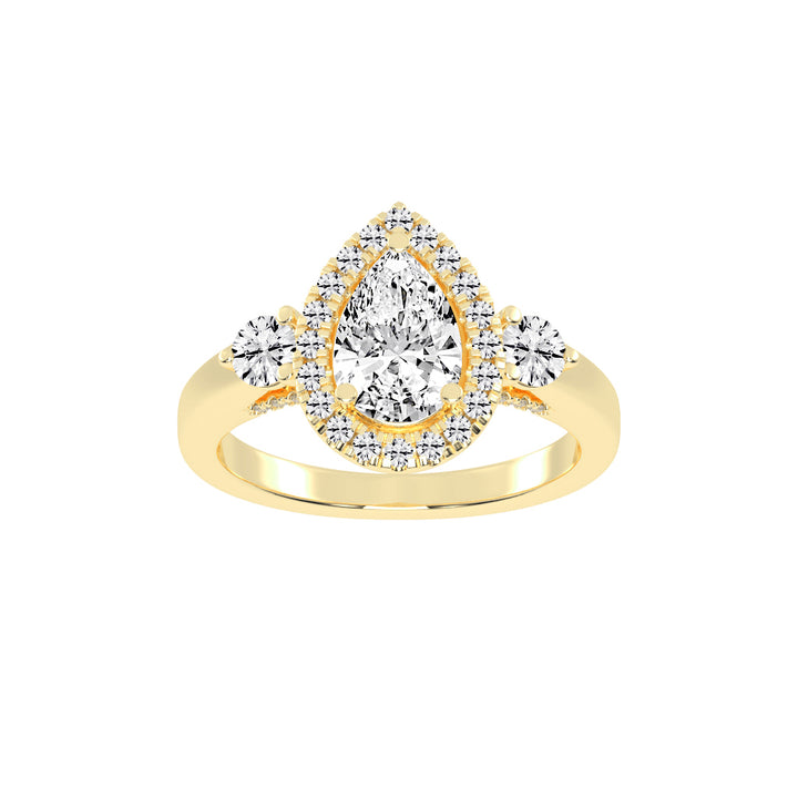 Halviera Pear Cut Halo Lab Diamond Ring