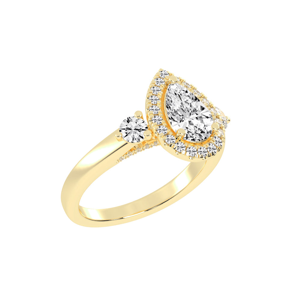 Halviera Pear Cut Halo Lab Diamond Ring