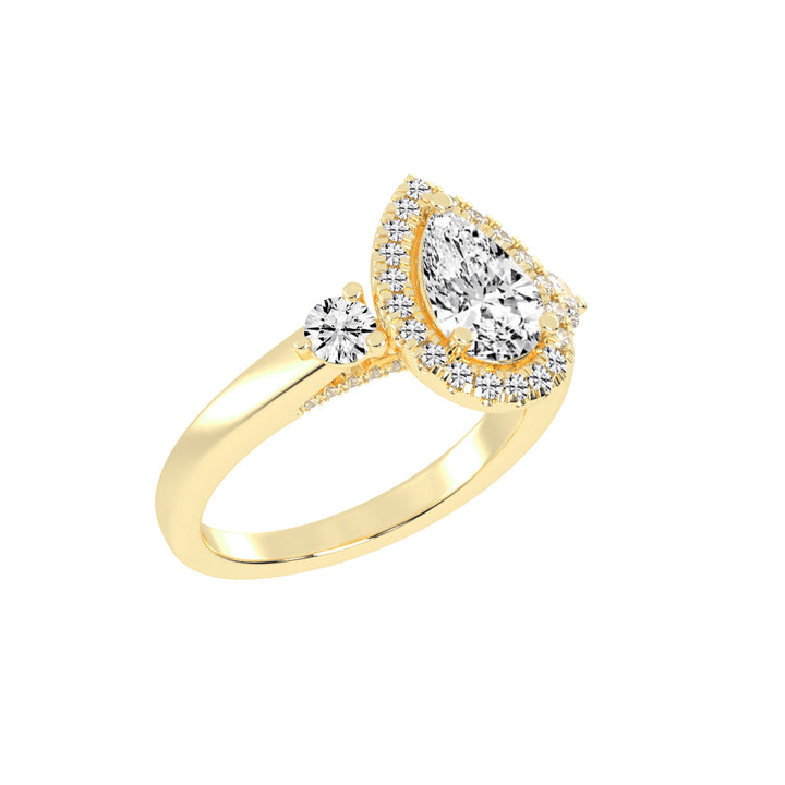 Halviera Pear Cut Halo Lab Diamond Ring