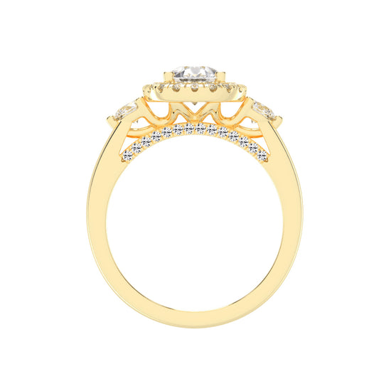 Halviera Pear Cut Halo Lab Diamond Ring