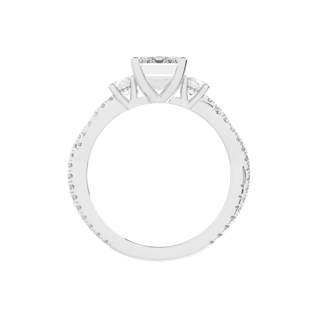 Solendine Emerald Cut Side Stone Lab Diamond Ring