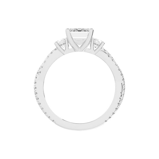 Solendine Emerald Cut Side Stone Lab Diamond Ring