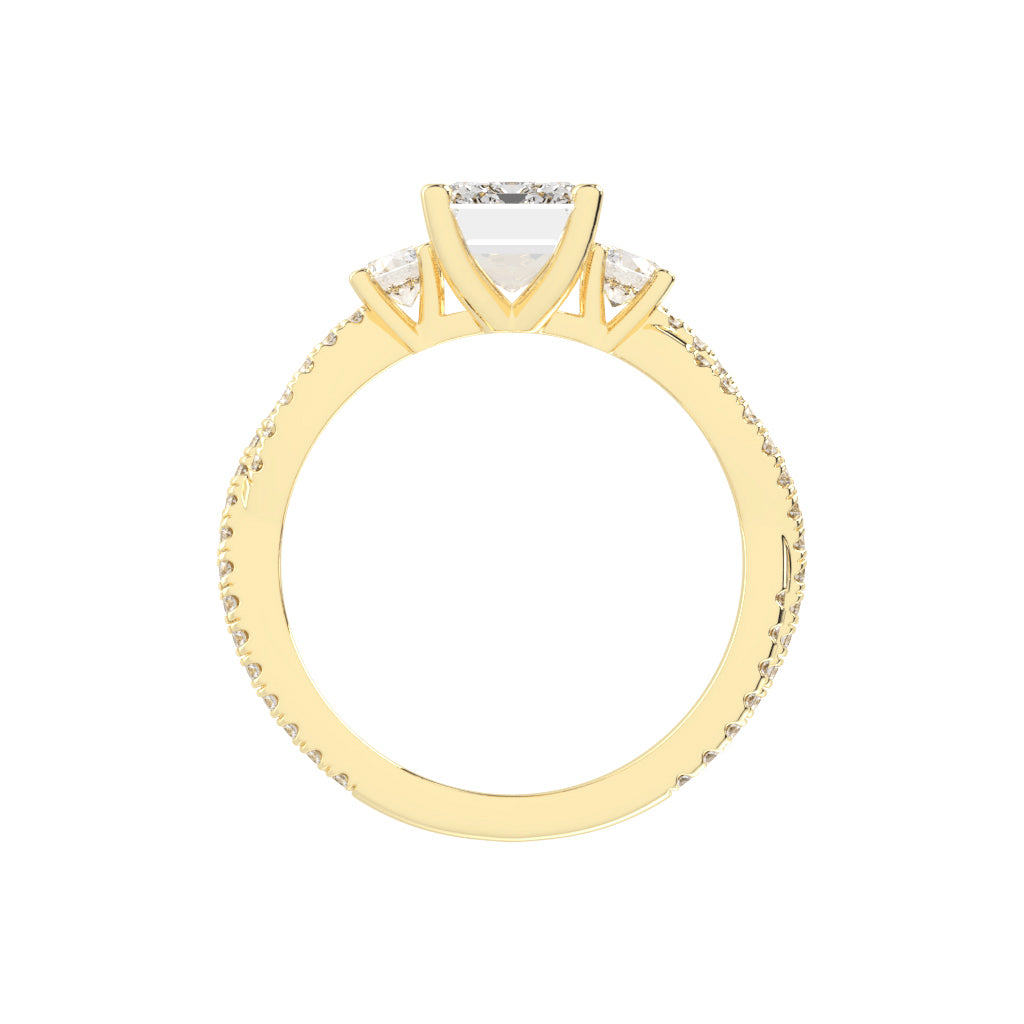 Solendine Emerald Cut Side Stone Lab Diamond Ring