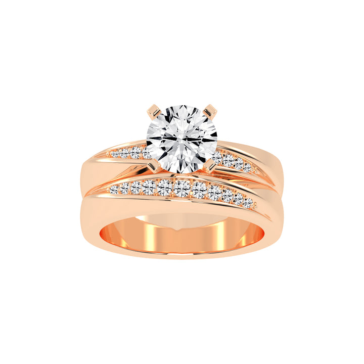 Siderluxe Twisted Round Cut Side Stone Lab Diamond Ring