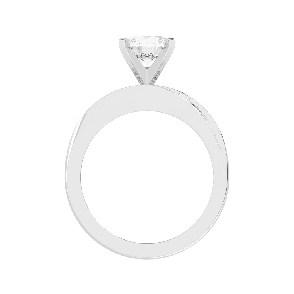 Siderluxe Twisted Round Cut Side Stone Lab Diamond Ring