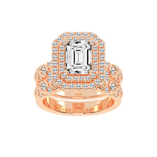 Halivanis Two Shank Emerald Cut Halo Lab Diamond Ring