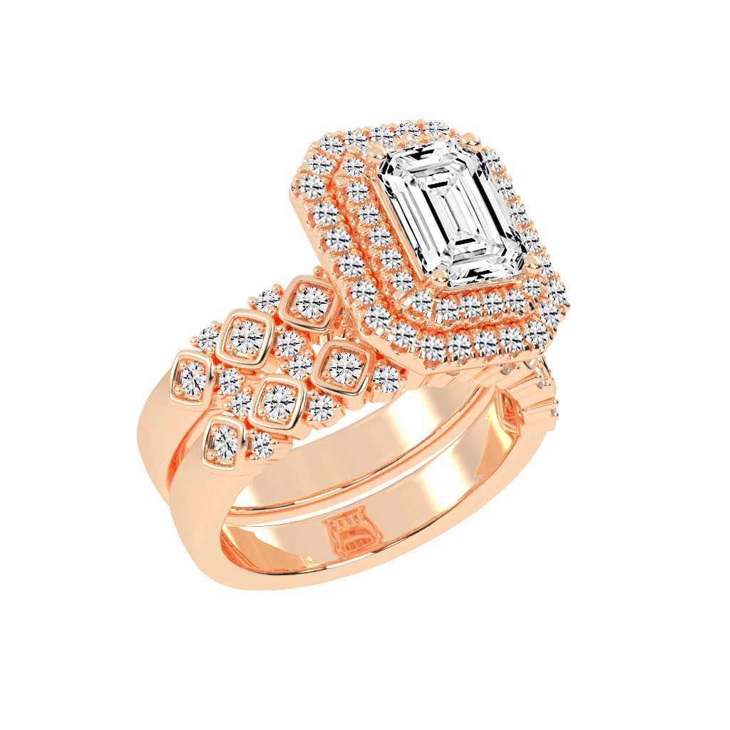 Halivanis Two Shank Emerald Cut Halo Lab Diamond Ring