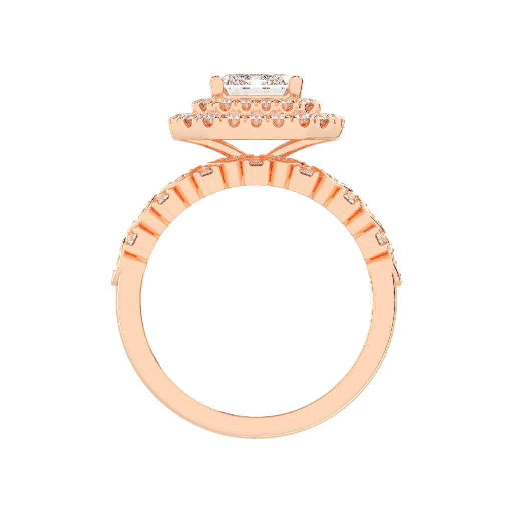Halivanis Two Shank Emerald Cut Halo Lab Diamond Ring
