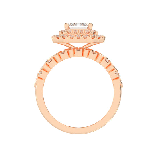 Halivanis Two Shank Emerald Cut Halo Lab Diamond Ring