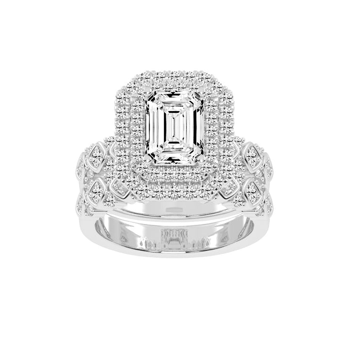 Halivanis Two Shank Emerald Cut Halo Lab Diamond Ring