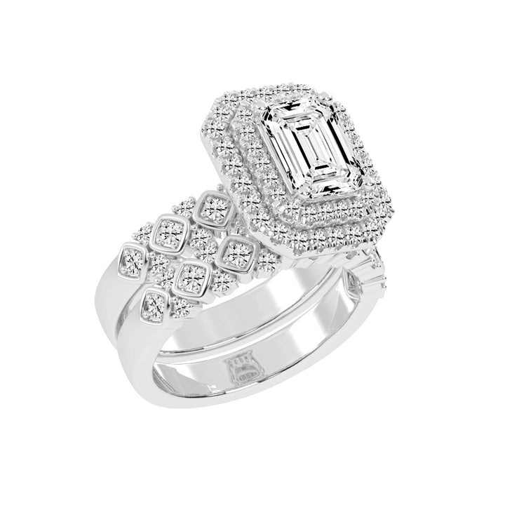 Halivanis Two Shank Emerald Cut Halo Lab Diamond Ring