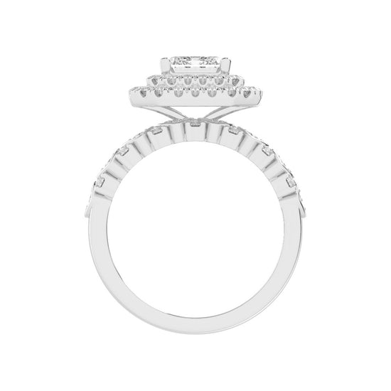 Halivanis Two Shank Emerald Cut Halo Lab Diamond Ring