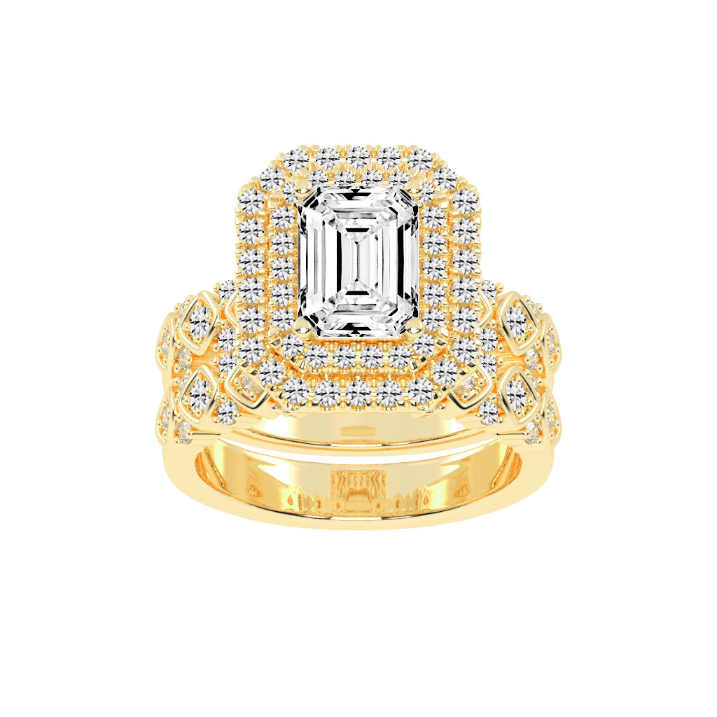 Halivanis Two Shank Emerald Cut Halo Lab Diamond Ring