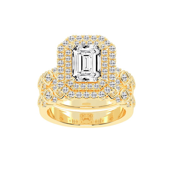 Halivanis Two Shank Emerald Cut Halo Lab Diamond Ring