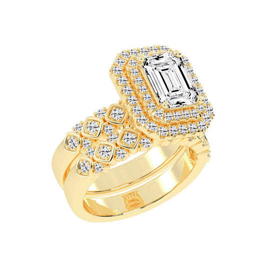 Halivanis Two Shank Emerald Cut Halo Lab Diamond Ring