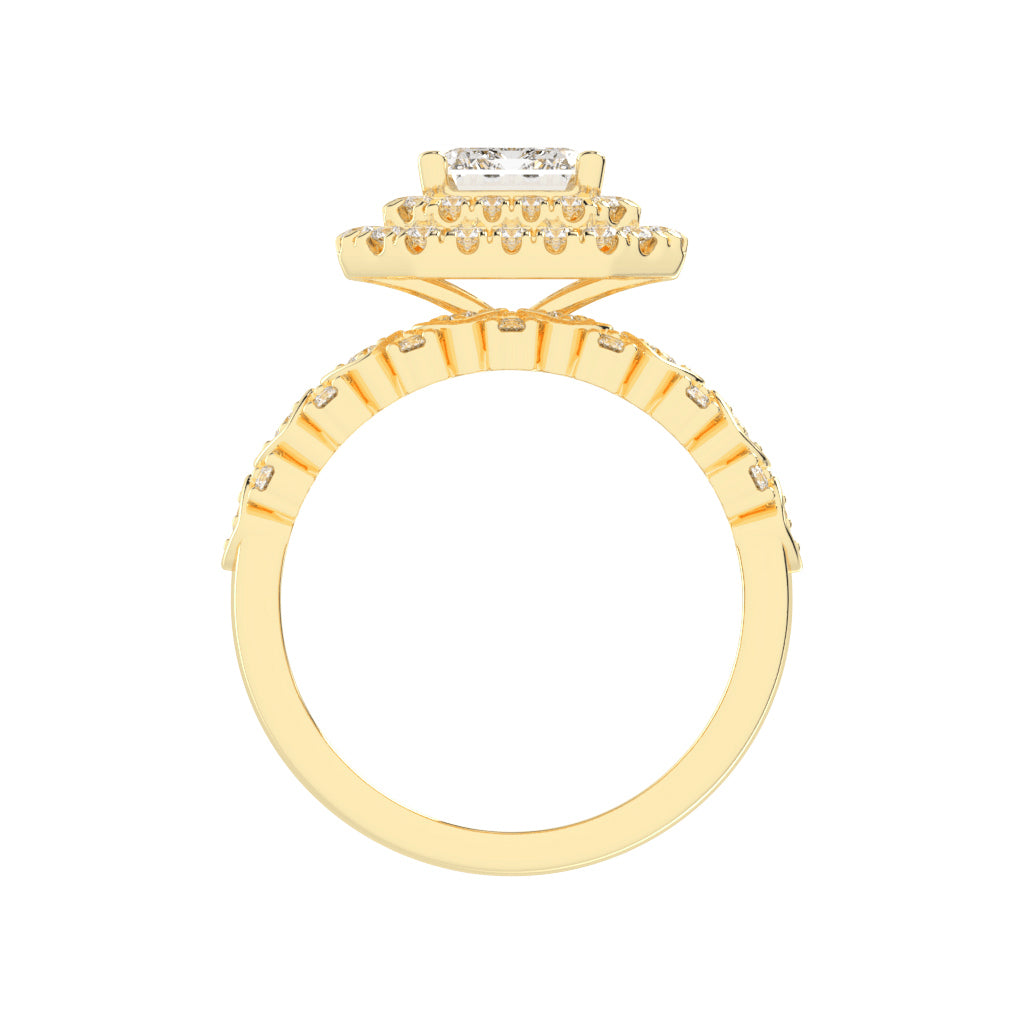 Halivanis Two Shank Emerald Cut Halo Lab Diamond Ring