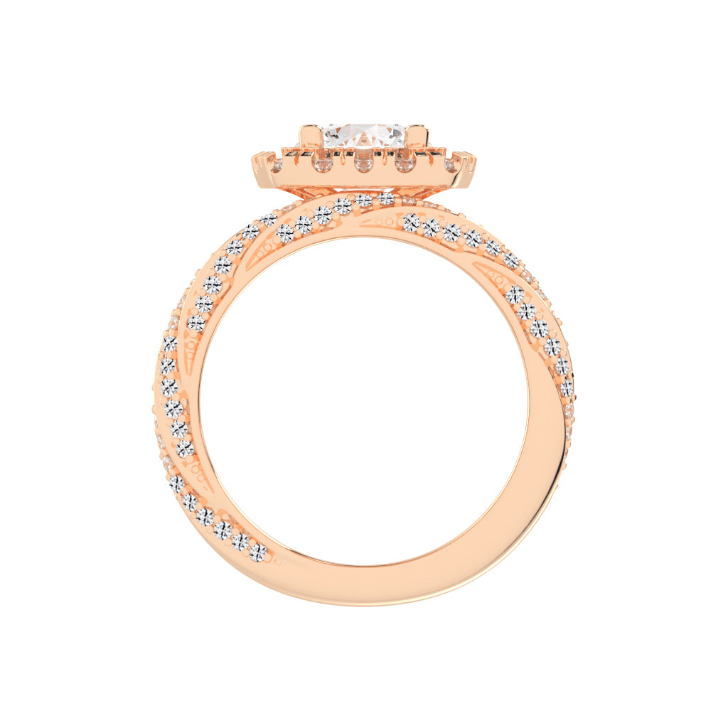 Halvoria Two Shank Round Cut Halo Lab Diamond Ring