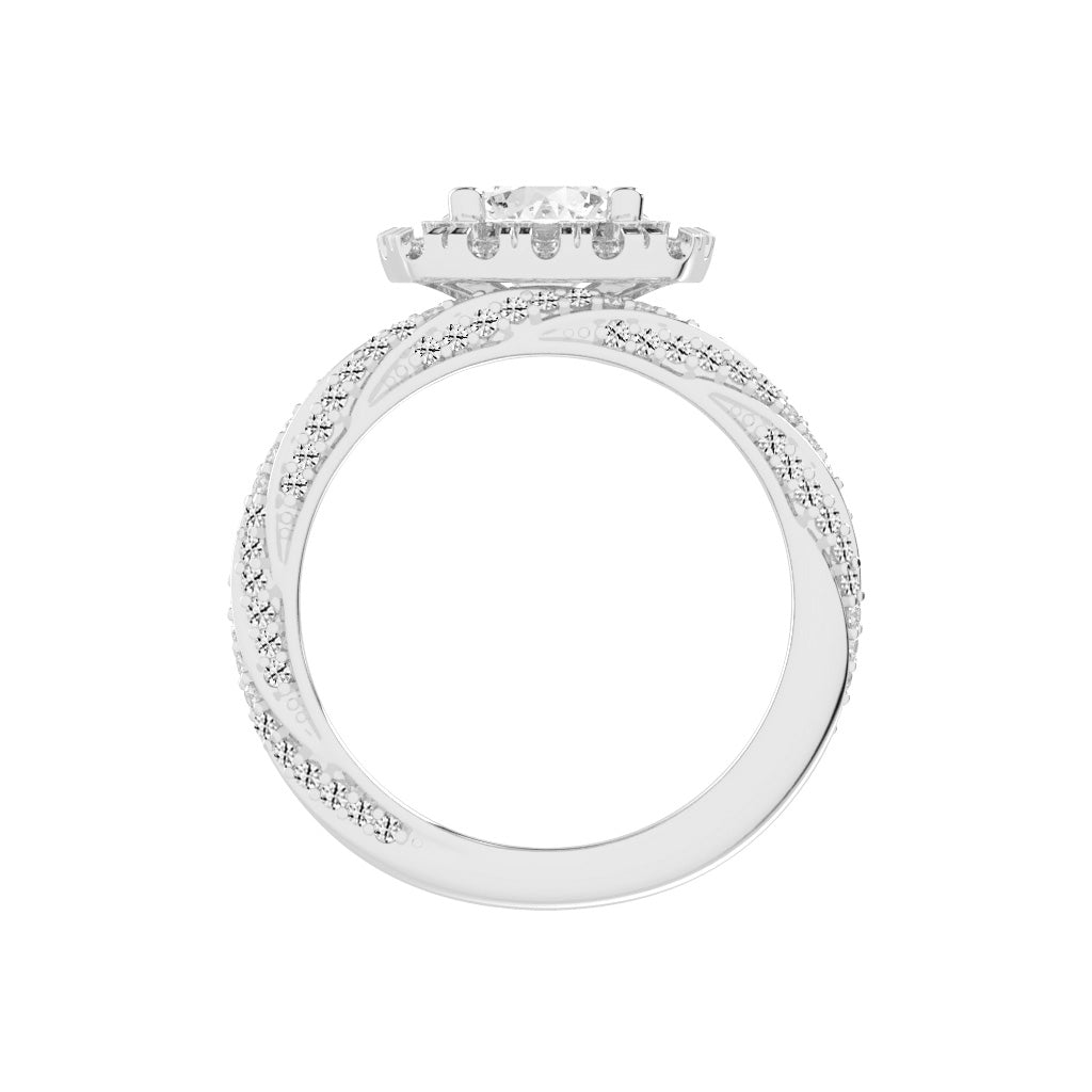 Halvoria Two Shank Round Cut Halo Lab Diamond Ring