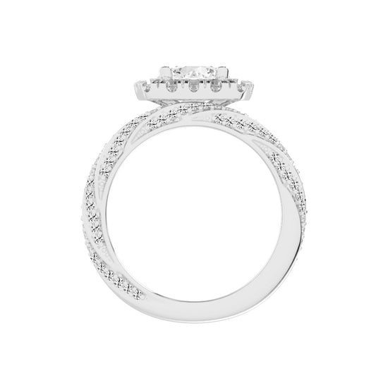 Halvoria Two Shank Round Cut Halo Lab Diamond Ring