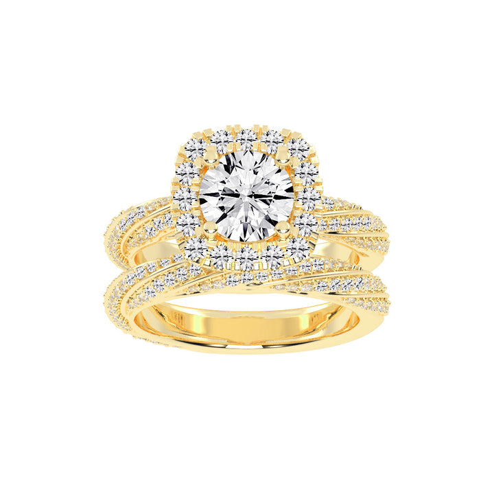 Halvoria Two Shank Round Cut Halo Lab Diamond Ring