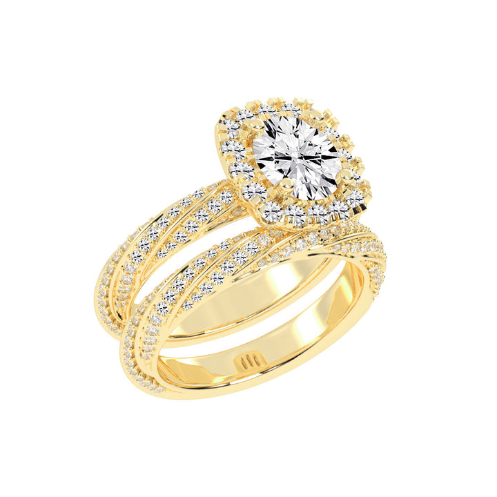 Halvoria Two Shank Round Cut Halo Lab Diamond Ring